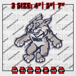 NCAA New Hampshire Wildcats Mascot Logo Emb Design, NCAA Embroidery Files, New Hampshire Logo 3 sizes Machine Embroidery