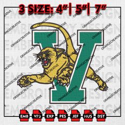 Vermont Catamounts NCAA Logo Emb Design, NCAA Embroidery Files, NCAA Vermont Catamounts Logo 3 sizes Machine Embroidery