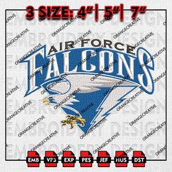 Air Force Falcons NCAA Logo Emb Design, NCAA Embroidery Files, NCAA Air Force Falcons Logo 3 sizes Machine Embroidery