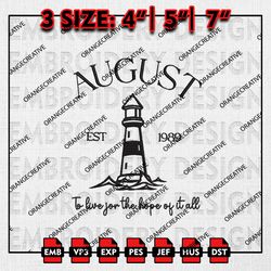 August Est Emb Design, Taylor Swift Embroidery Files, Swiftie 3 sizes Machine Embroidery, Music Quote, Gift For Fan