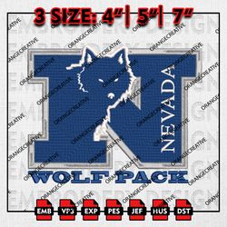 NCAA Nevada Wolf Pack Team Emb Design, NCAA Embroidery Files, NCAA Nevada Wolf Pack Logo 3 sizes Machine Embroidery