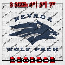 NCAA Nevada Wolf Pack Mascot Emb Design, NCAA Embroidery Files, NCAA Nevada Wolf Pack Logo 3 sizes Machine Embroidery