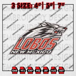 New Mexico Lobos NCAA Logo Emb Design, NCAA Embroidery Files, NCAA New Mexico Lobos 3 sizes Machine Embroidery