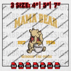 Mama Bear Est Emb Files, Mothers Day Embroidery Designs, Mama Gift Ideas, Retro Mama Bear Machine Embroidery Files
