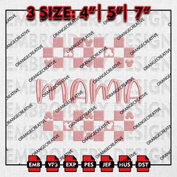Mama And Mini Checkered Emb Files, Mothers Day Embroidery Designs, Mama Gift Ideas, Vacay Mode Machine Embroidery Files