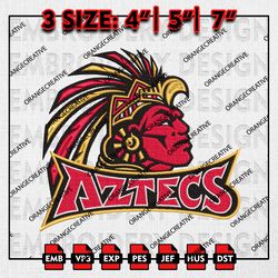 San Diego State Aztecs Logo Emb Design, NCAA Embroidery Files, NCAA San Diego State Aztecs 3 sizes Machine Embroidery
