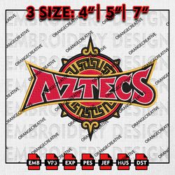 San Diego State Aztecs Word Logo Emb Design, NCAA Embroidery Files, NCAA San Diego State Team 3 sizes Machine Embroidery