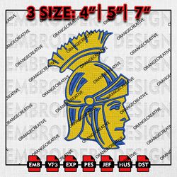 San Jose State Spartans Head Mascot Logo Emb Design, NCAA Embroidery Files, NCAA Team 3 sizes Machine Embroidery