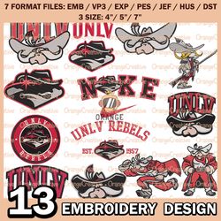 13 UNLV Rebels Logo Bundle Emb files, NCAA Bundle Embroidery Designs, NCAA UNLV Rebels Machine Embroidery Digital