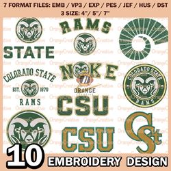 10 Colorado State Rams Logo Bundle Emb files, NCAA Bundle Embroidery Designs, NCAA Logo Machine Embroidery Digital