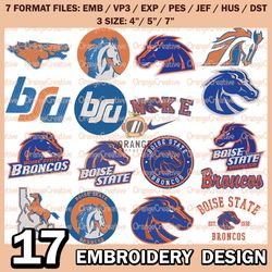 17 Boise State Broncos Logo Bundle Emb files, NCAA Bundle Embroidery Designs, NCAA Logo Machine Embroidery Digital