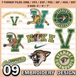 9 Vermont Catamounts Logo Bundle Emb files, NCAA Bundle Embroidery Designs, NCAA Logo Machine Embroidery Digital