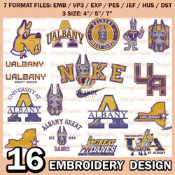 16 UAlbany Great Danes Logo Bundle Emb files, NCAA Bundle Embroidery Designs, NCAA Logo Machine Embroidery Digital
