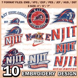 10 NJIT Highlanders Logo Bundle Emb files, NCAA Bundle Embroidery Designs, NCAA Logo Machine Embroidery Digital