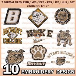 10 Bryant Bulldogs Logo Bundle Emb files, NCAA Bundle Embroidery Designs, NCAA Logo Machine Embroidery Digital