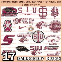 17 Southern Illinois Salukis Logo Bundle Emb files, NCAA Bundle Embroidery Designs, NCAA Logo Machine Embroidery Digital