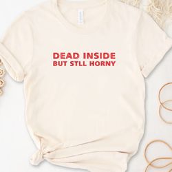 Dead Inside But Still Horny Embroidered T-shirt, Funny Quote Embroidered Sweatshirt, Embroidered Hoodie, Gift For Her