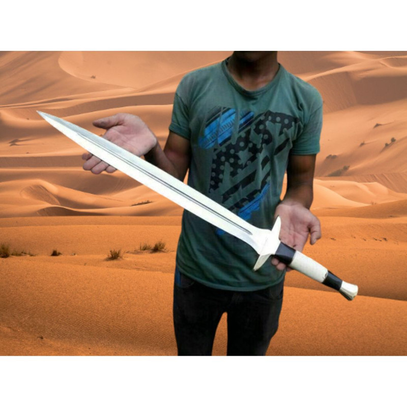 Custom Handmade Sword Camel Bone Handel Viking Sword Survival Sword Double Edge Sword Replica Hunter New Sword Gift For (2).jpg