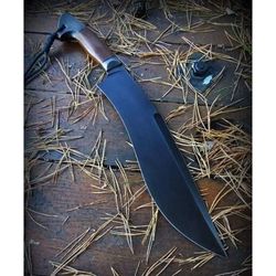 powder coated carbon steel fixed blade bowie knife custom handmade leather handle knife special hunting bowie gift for