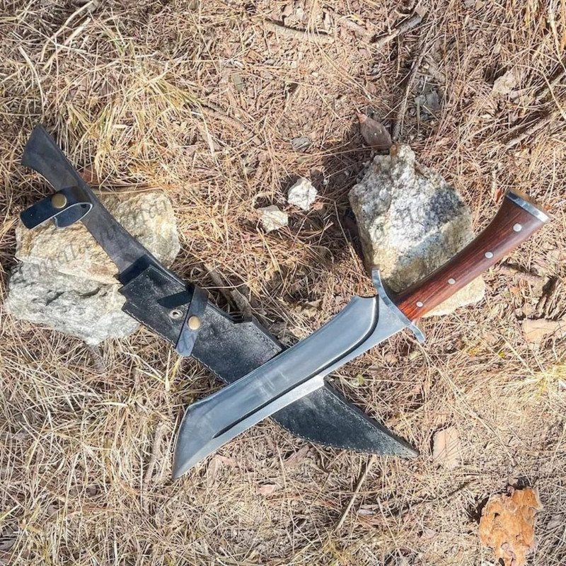 Full Tang Bowie Knife Custom Handmade Hunting Survival Outdoor Knife Carbon Tactical Machete Knife Survival Bowie Knife (3).jpg