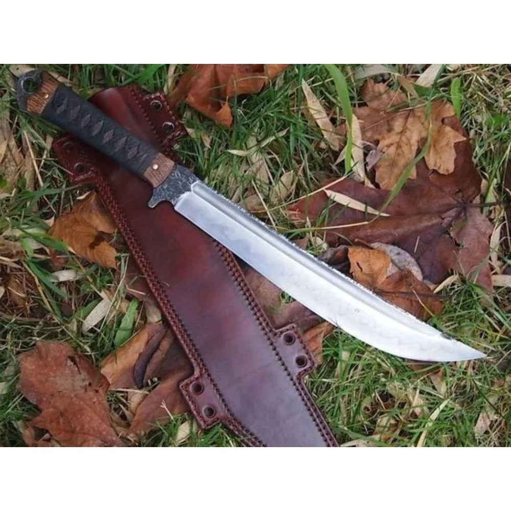 Custom Handmade Carbon Steel Full Tang Machete Knife Survival Knife Outdoor Bowi.jpg