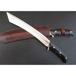 custom handmade d2 tool steel machete knife, micarta handle, full tang blade fixed blade hunting machete knife survival