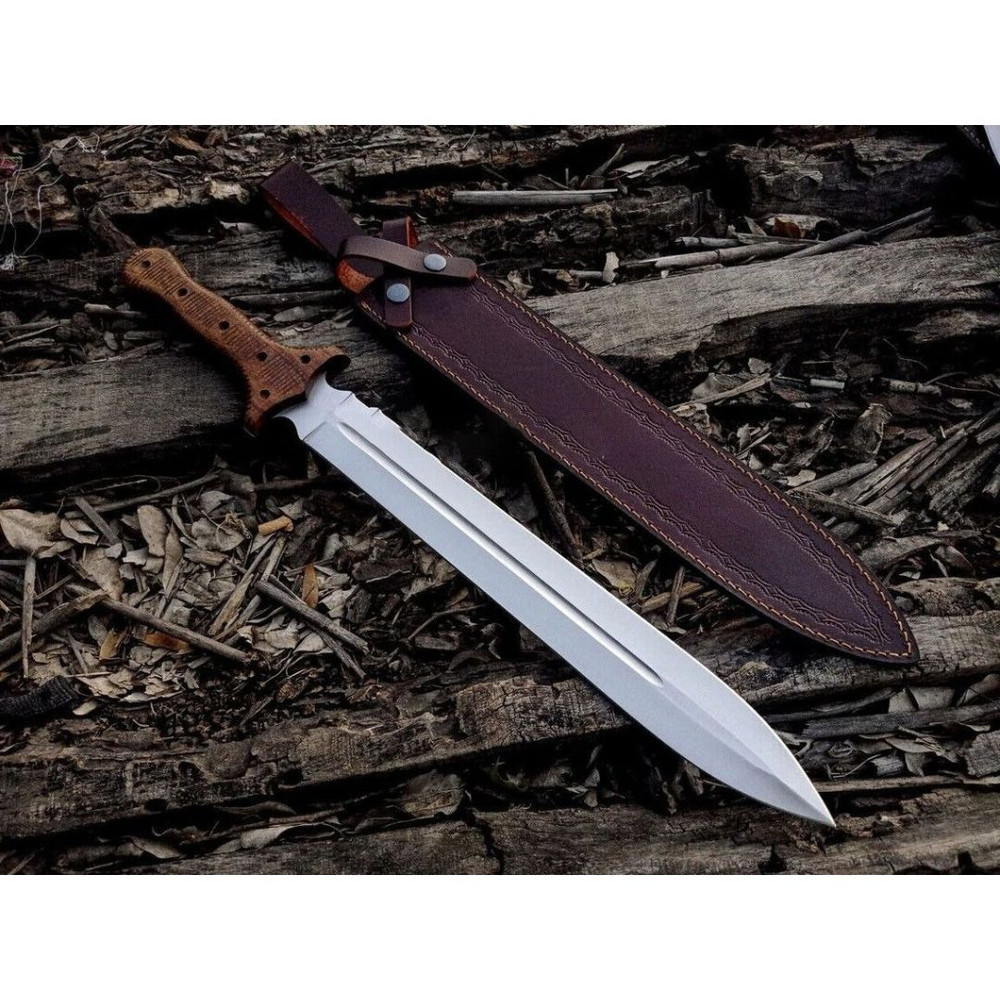 Full Tang Handmade Sword D2 Tool Steel Hunting Fixed Blade Sword Viking Outdoor (2).jpg