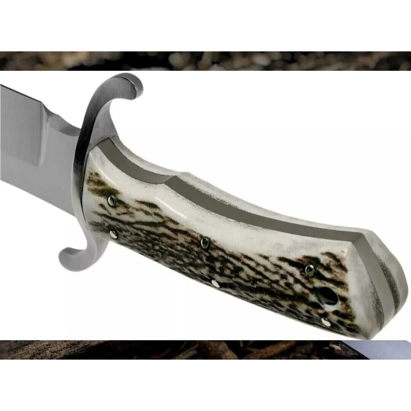Stag Handle Custom Handmade Fixed Blade Bowie Knife D2 Tool Steel Hunting Knife (1).jpg