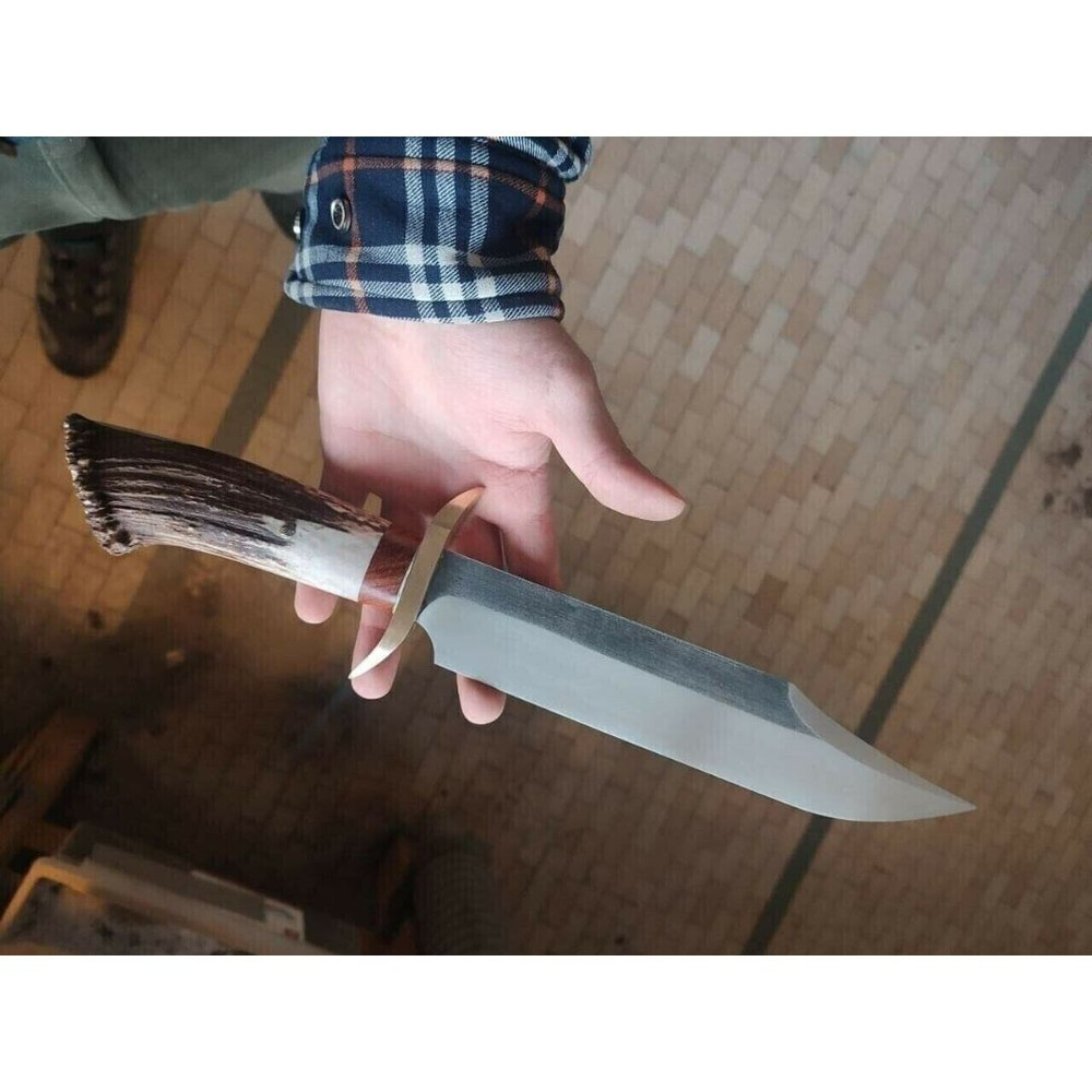 Stag Handle Custom Handmade Fixed Blade Bowie KnifeCarbon Steel Hunting Knife (3).jpg