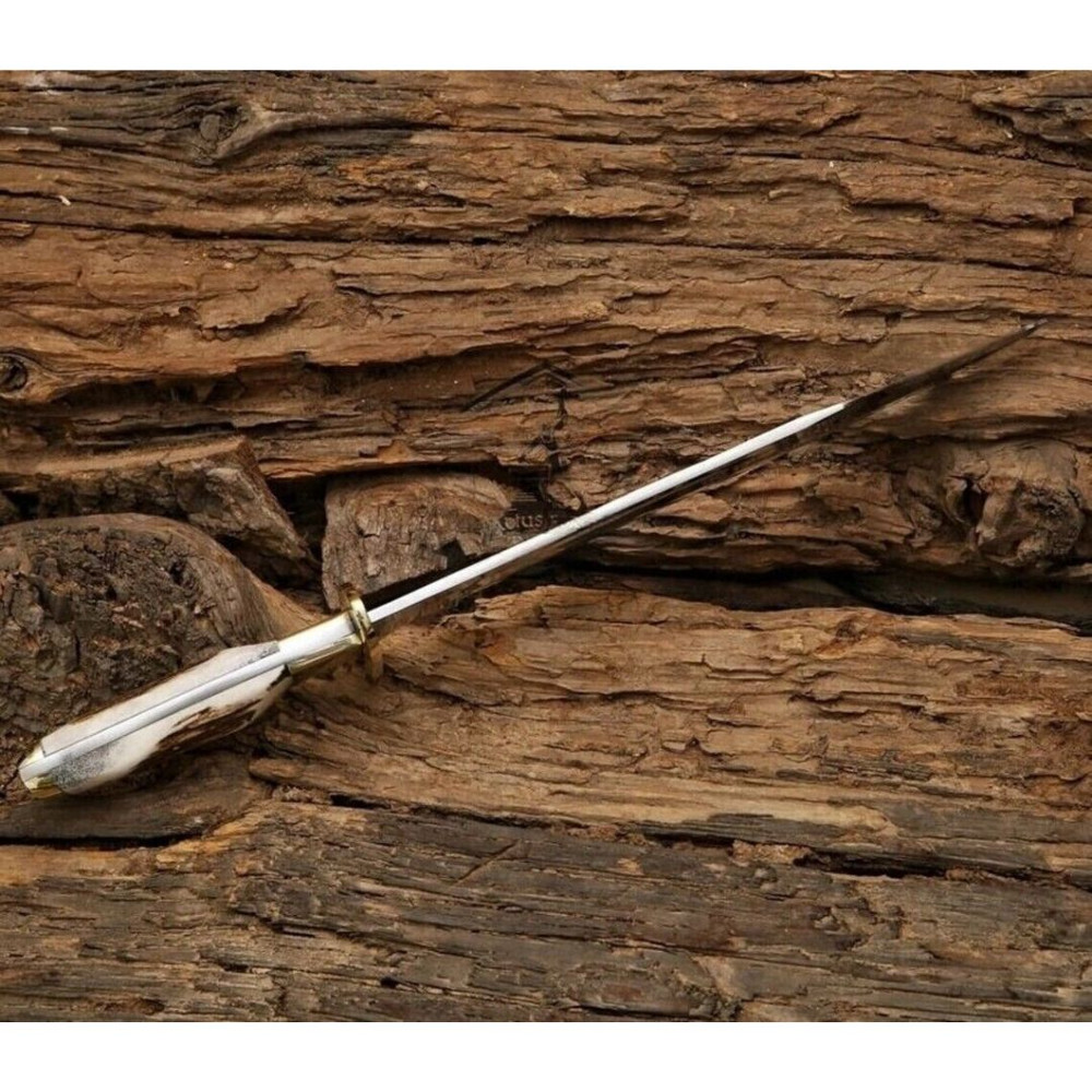 Stag Antler Custom Handmade Bowie Knife Fixed Blade D2 Tool Steel Survival Out (2).jpg