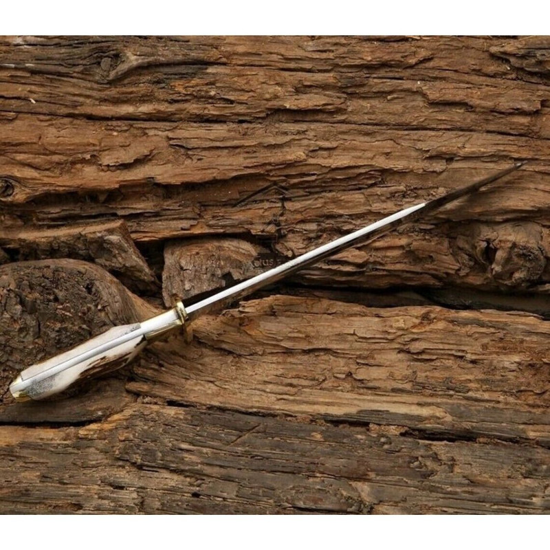 Stag Antler Custom Handmade Bowie Knife Fixed Blade D2 Tool Steel Survival Out (2).jpg