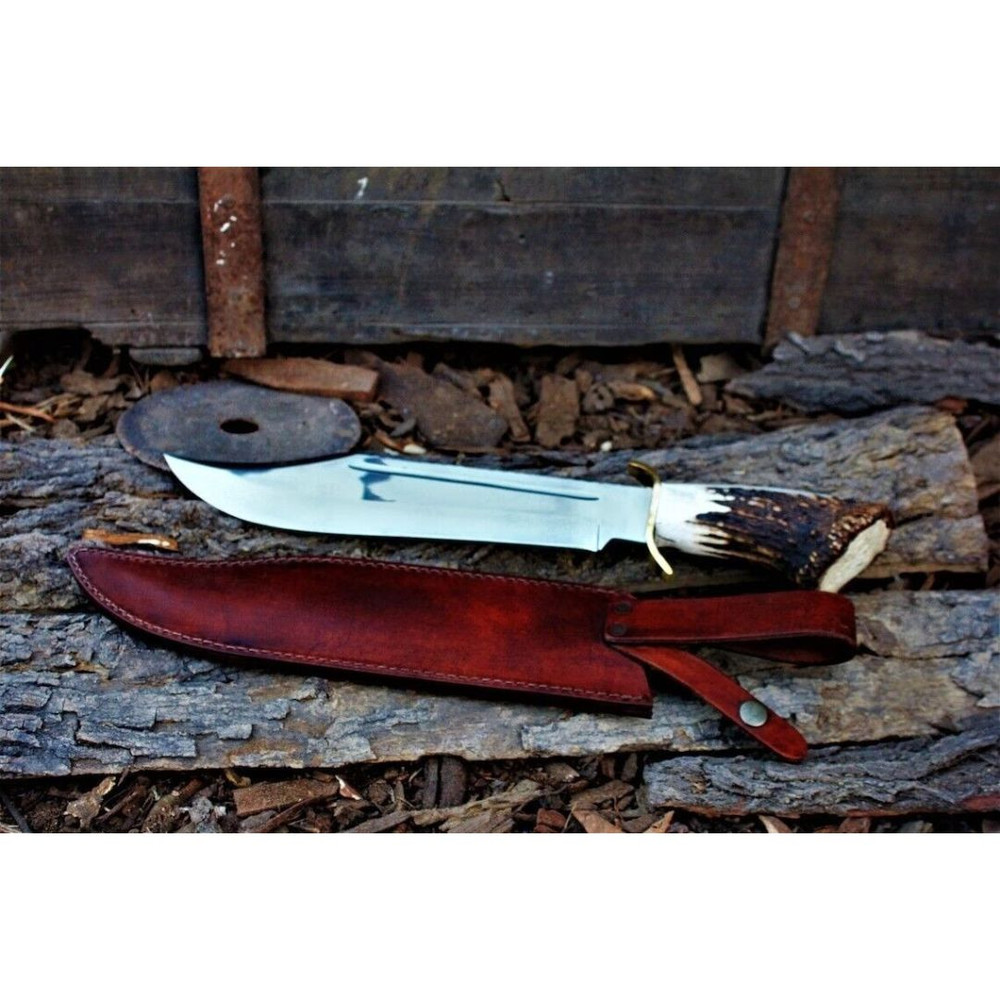 Stag Crown Bowie Knife D2 Tool Steel Hunting Bowie Knife Mirror Polished Blade (3).jpg