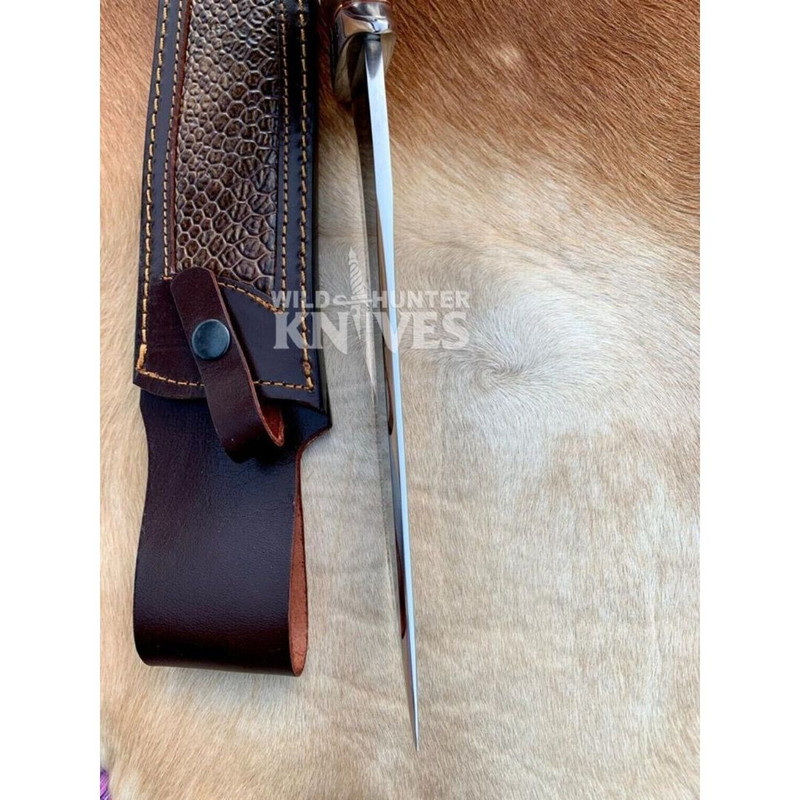 Stag Antler Hunting Knife Custom Handmade D2 Tool Steel Survival Bowie Knife (4).jpg