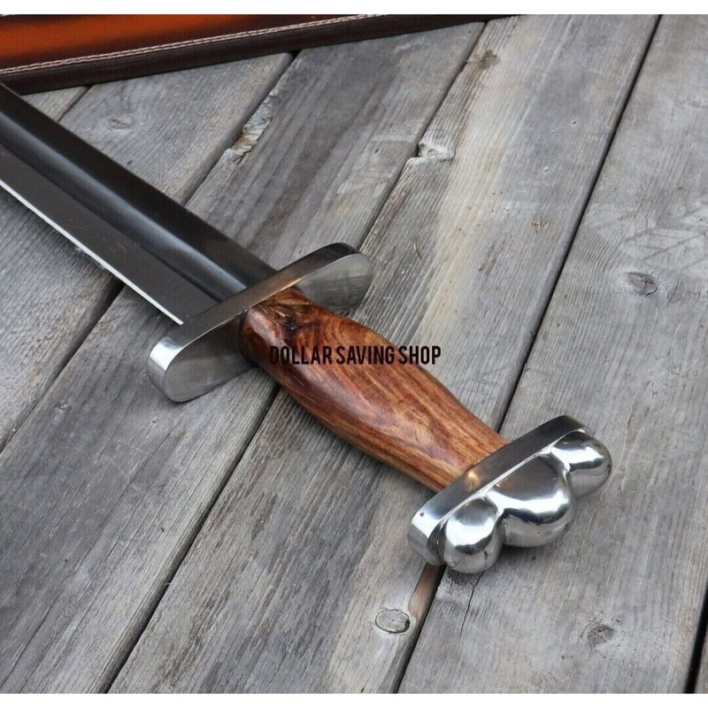 Double Edged Custom Handmade Sword D2 Tool Steel Mirror Polished Viking Sword  (3).jpg