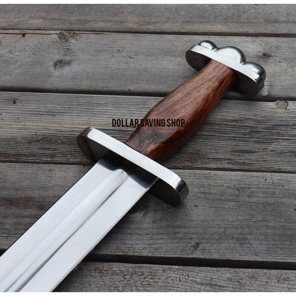 Double Edged Custom Handmade Sword D2 Tool Steel Mirror Polished Viking Sword  (5).jpg