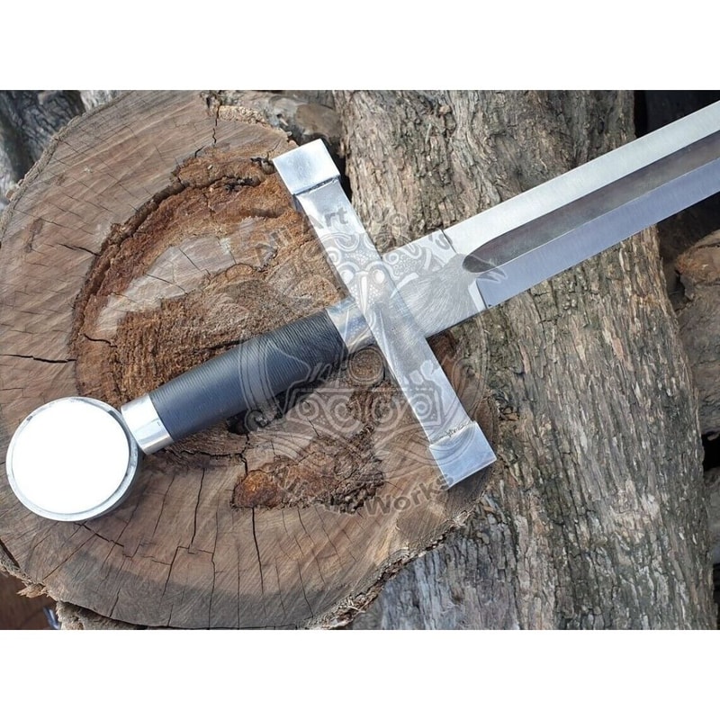Viking Sword Mirror Polished Custom Handmade Sword Survival Outdoor Sword Double (7).jpg