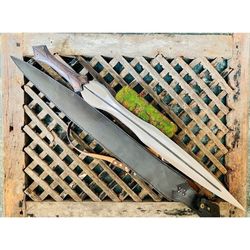 full tang custom handmade sword d2 tool steel survival sword double edged viking