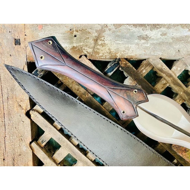 Full Tang Custom Handmade Sword D2 Tool Steel Survival Sword Double Edged Viking (7).jpg