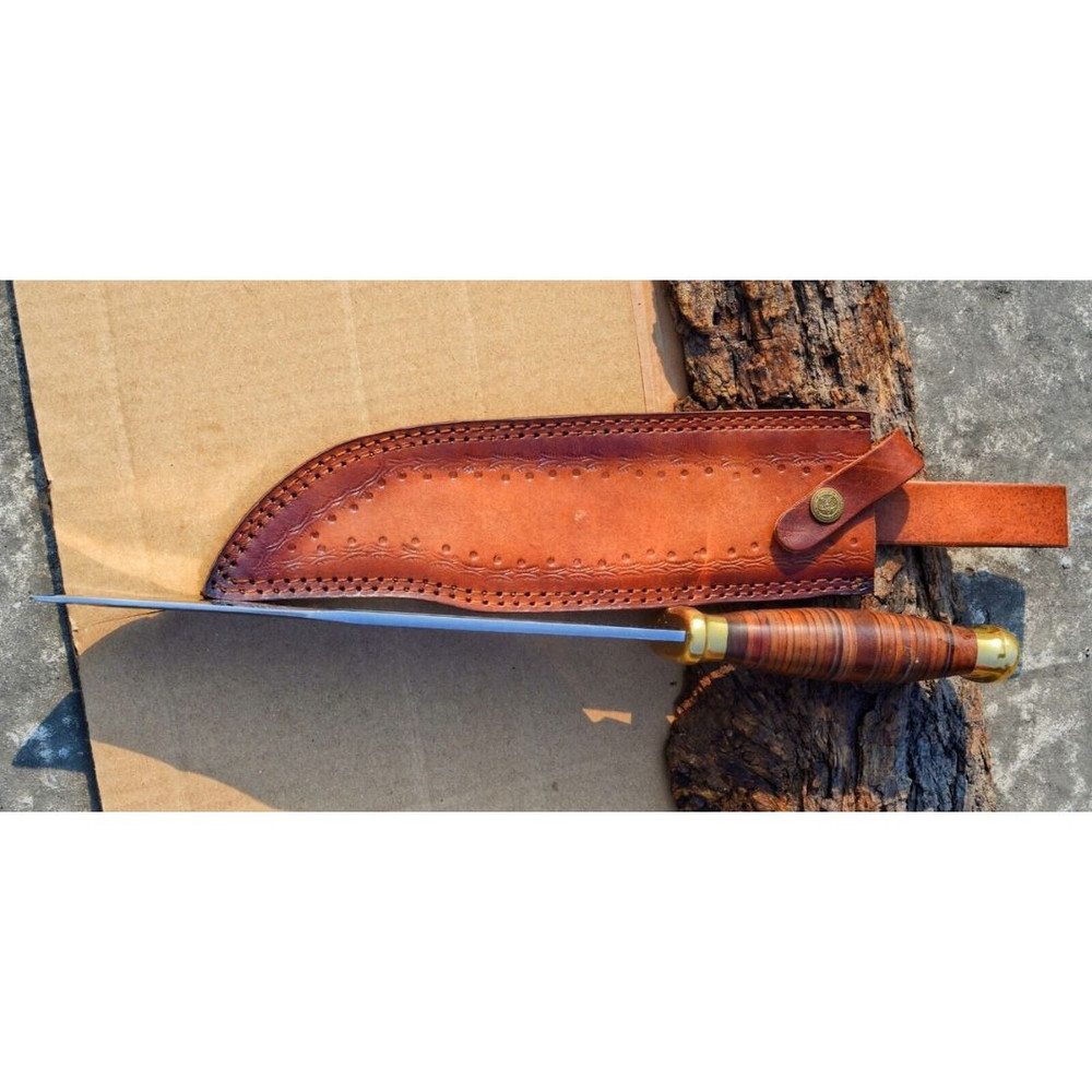 Crocodile Dundee Bowie Knife Custom Handmade Bowie Leather Handle D2 Mirror Poli (2).jpg