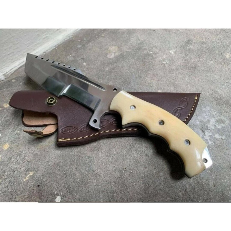 Tracker Knife Custom Handmade Tracker Camel Bone Handle Full Tang Mirror Polish (4).jpg