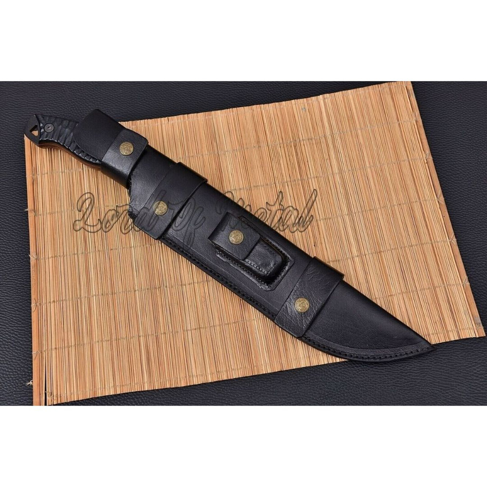 Fixed Blade Black Coated Bowie Knife Custom Handmade Bowie Full Tang Hunting Kni (5).jpg