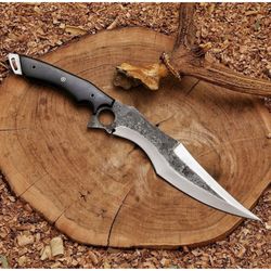 carbon steel forged hunting knife custom handmade bowie knife full tang survival