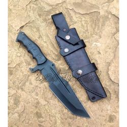 black tracker knife full tang custom made carbon steel tracker hunting survival