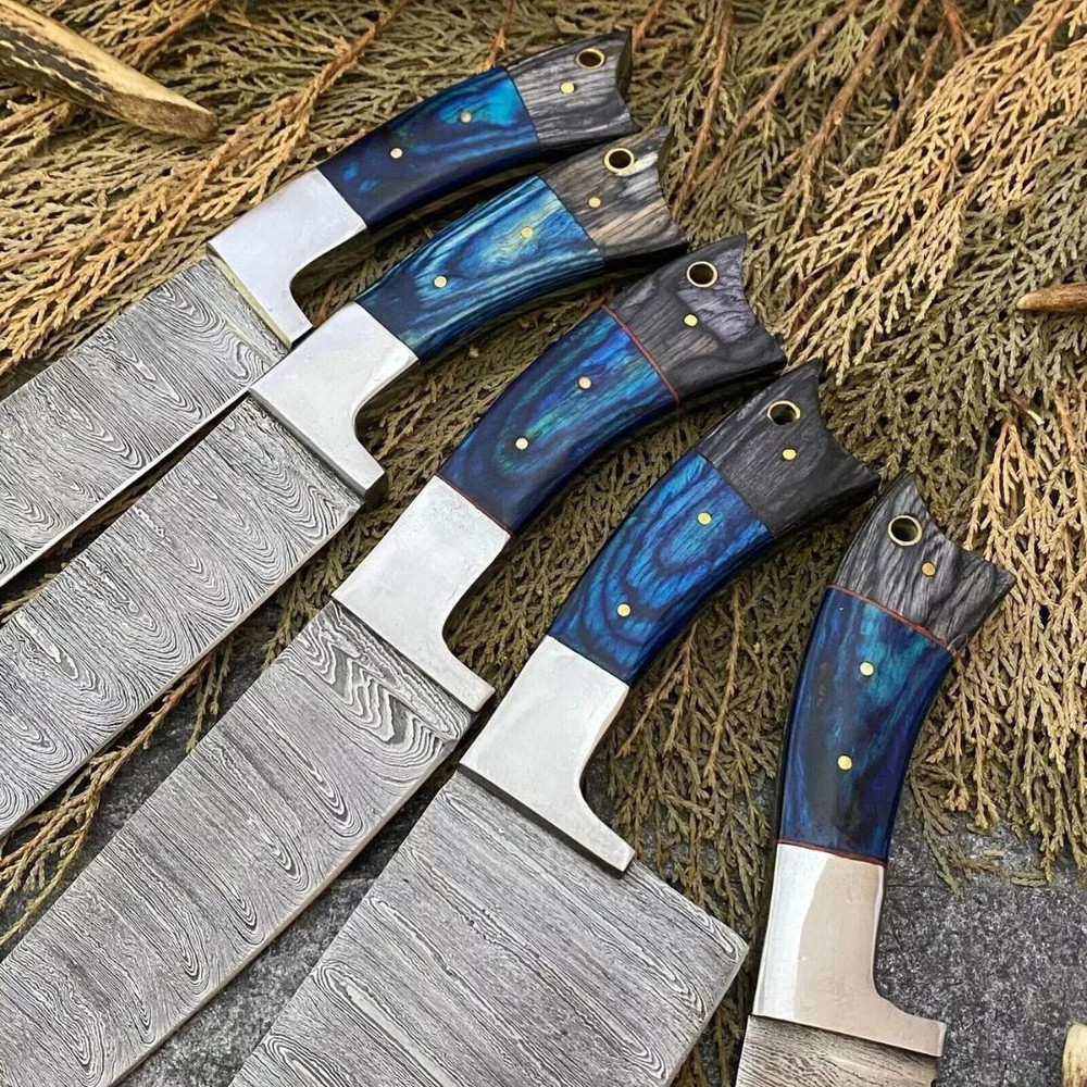 Chef Knife Set Custom Handmade Damascus Steel Full Tang Forged Steel Knife Set (3).jpg