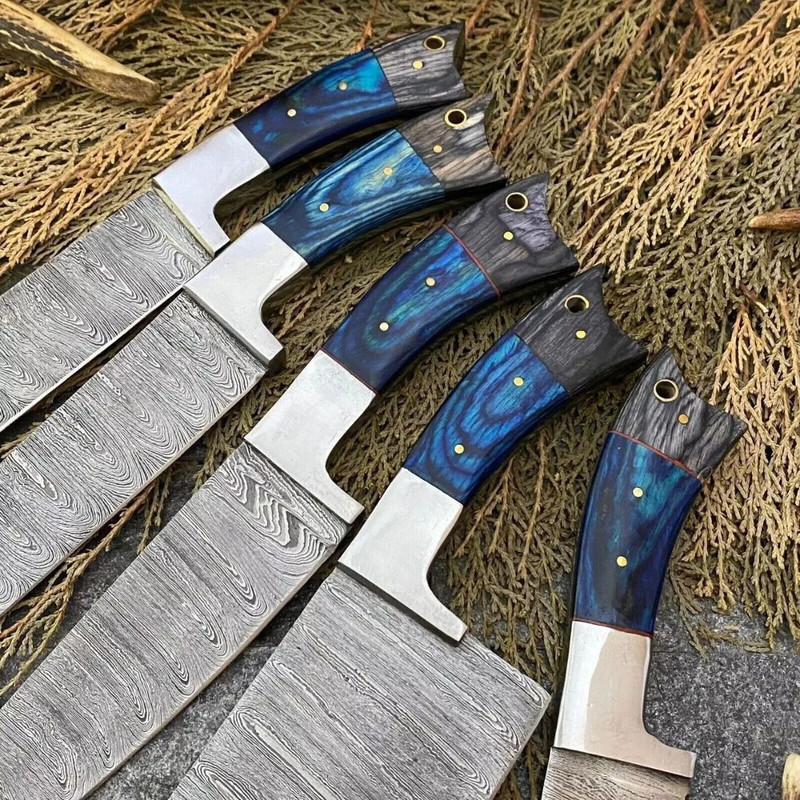 Chef Knife Set Custom Handmade Damascus Steel Full Tang Forged Steel Knife Set (3).jpg
