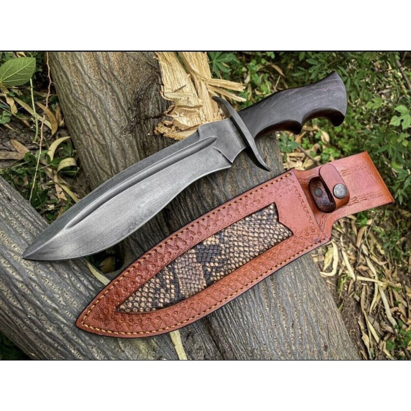 Custom Handmade Bowie Knife Acid Washed Bowie Hidden Tang Survival Knife EDC New (3).jpg