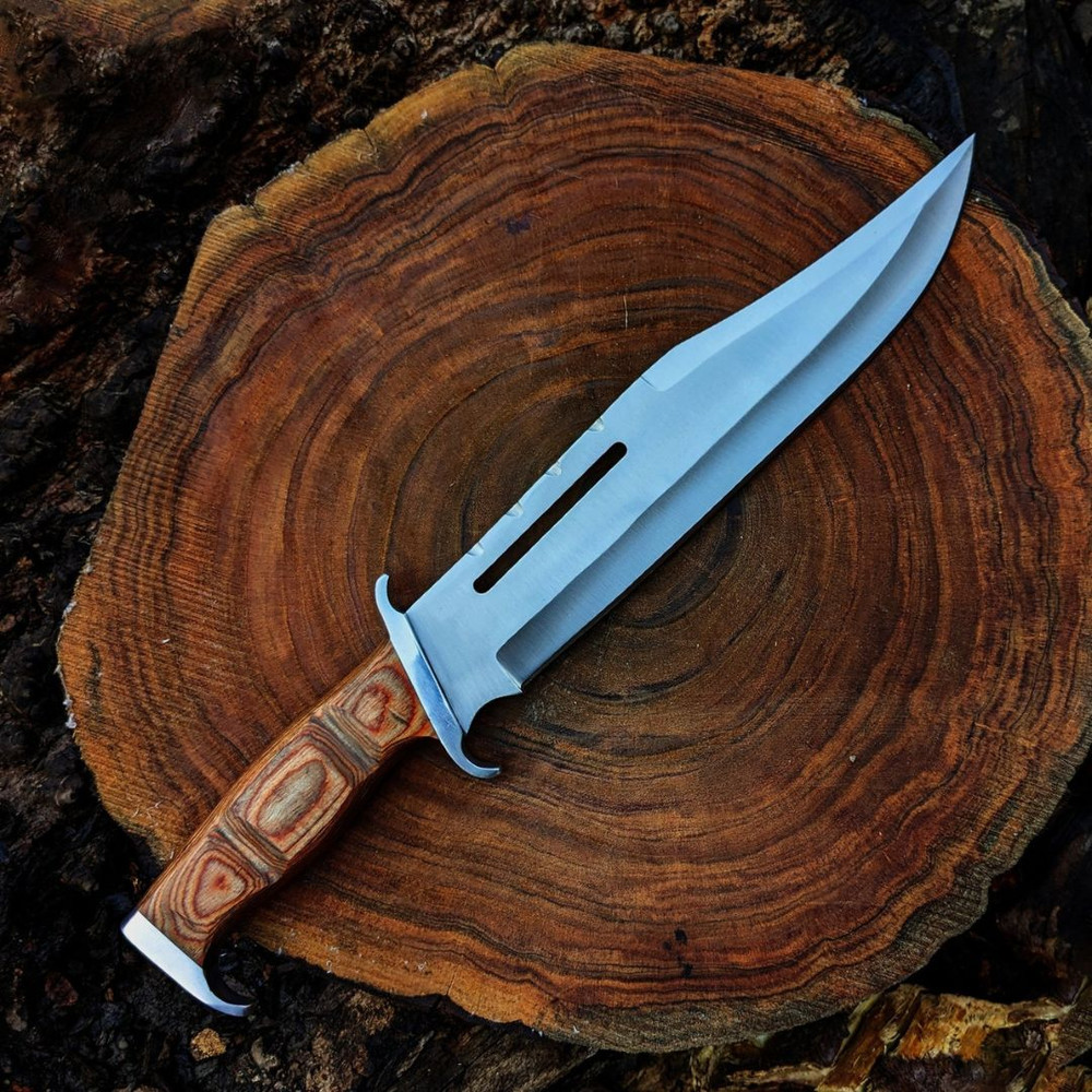 Custom Handmade Rambo Bowie Knife Full Tang Survival Bowie Hunting Knife Fixed (2).jpg