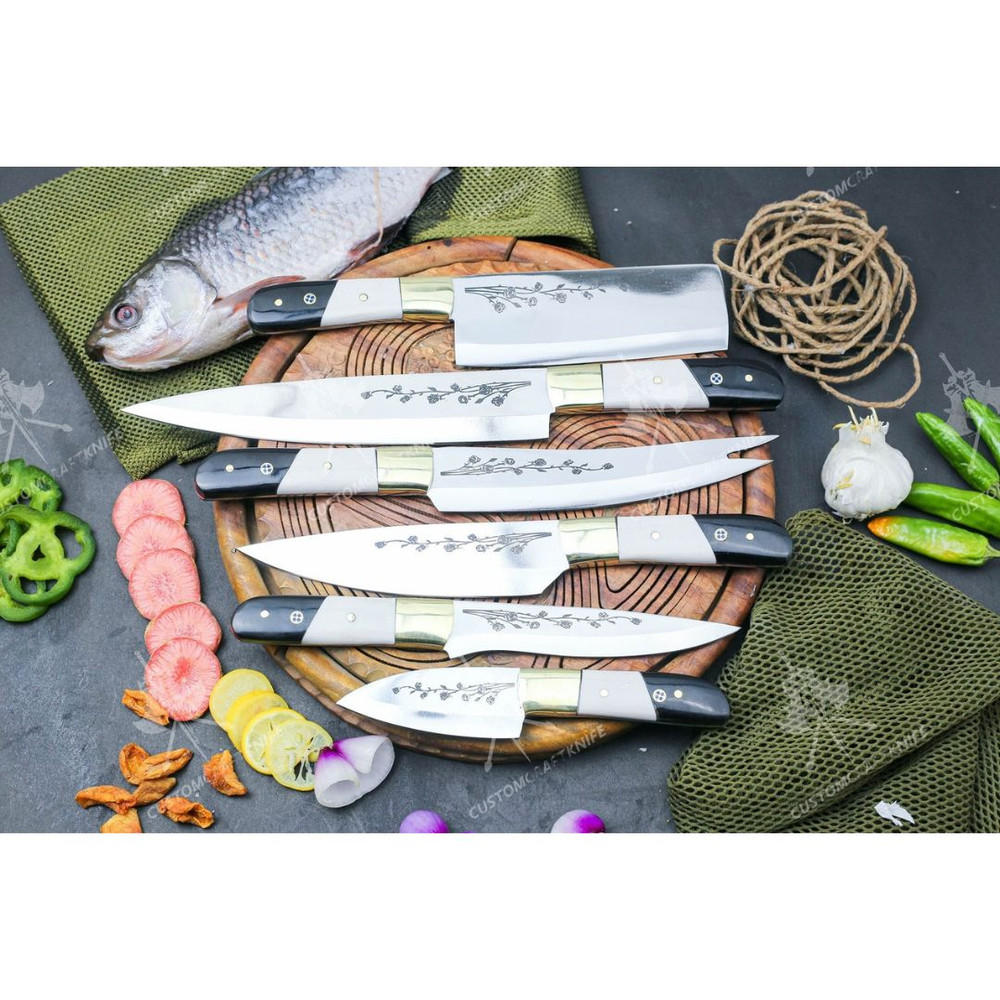 Chef Knife Set Handmade D2 Steel Full Tang Kitchen Knife Set Camel Bone&Buffalow (2).jpg