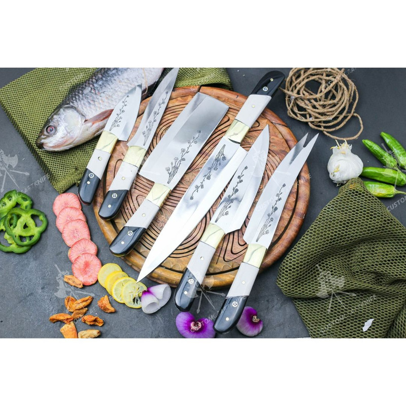 Chef Knife Set Handmade D2 Steel Full Tang Kitchen Knife Set Camel Bone&Buffalow (4).jpg