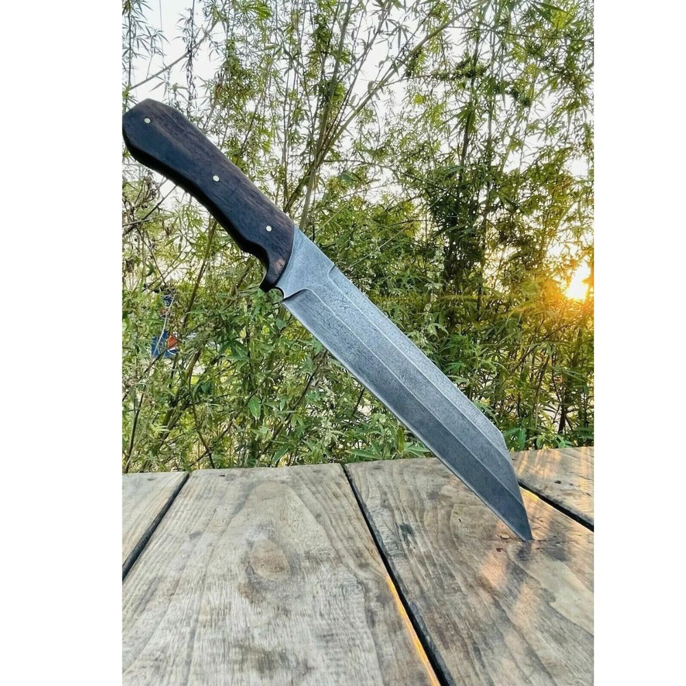 custom handmade 5160 spring steel seax knife with leather sheath Hunting Full Ta (2).jpg